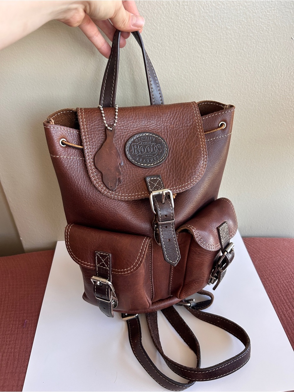 Vintage Roots Canada Brown Genuine Leather Rucksack Backpack